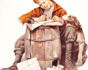 诺曼 洛克威尔 : Little boy writing a letter